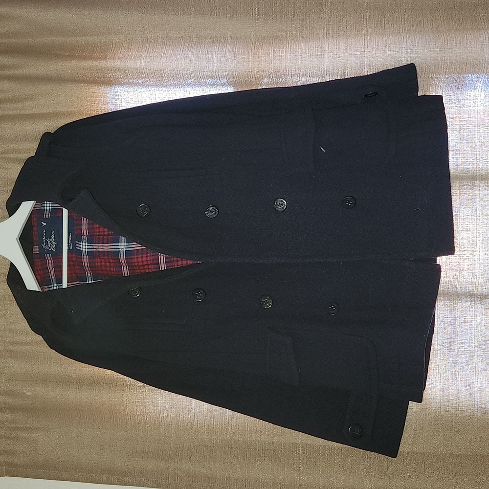 American Eagle Navy Blue 100% Wool Peacoat